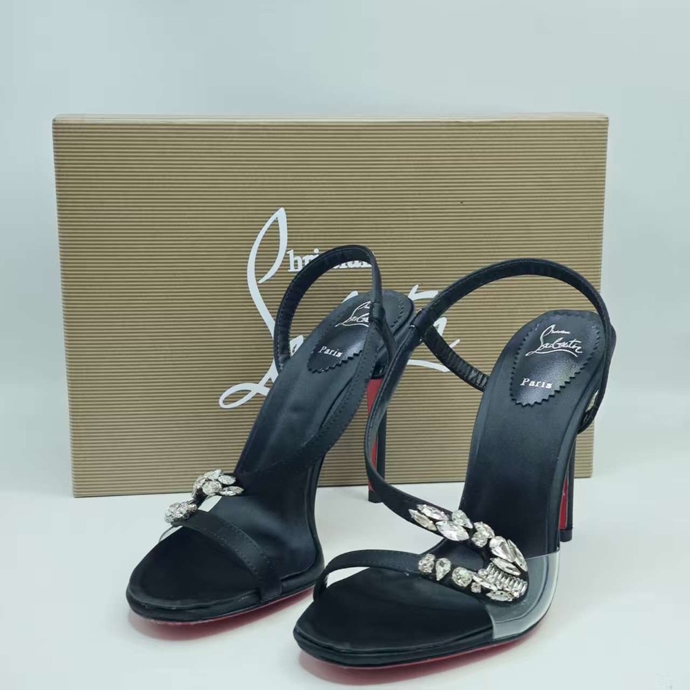 Christian Louboutin Black and Silver Embellished Heels